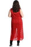 Red Floral Lace Open Top Cardigan For Women 20 - Dropwear