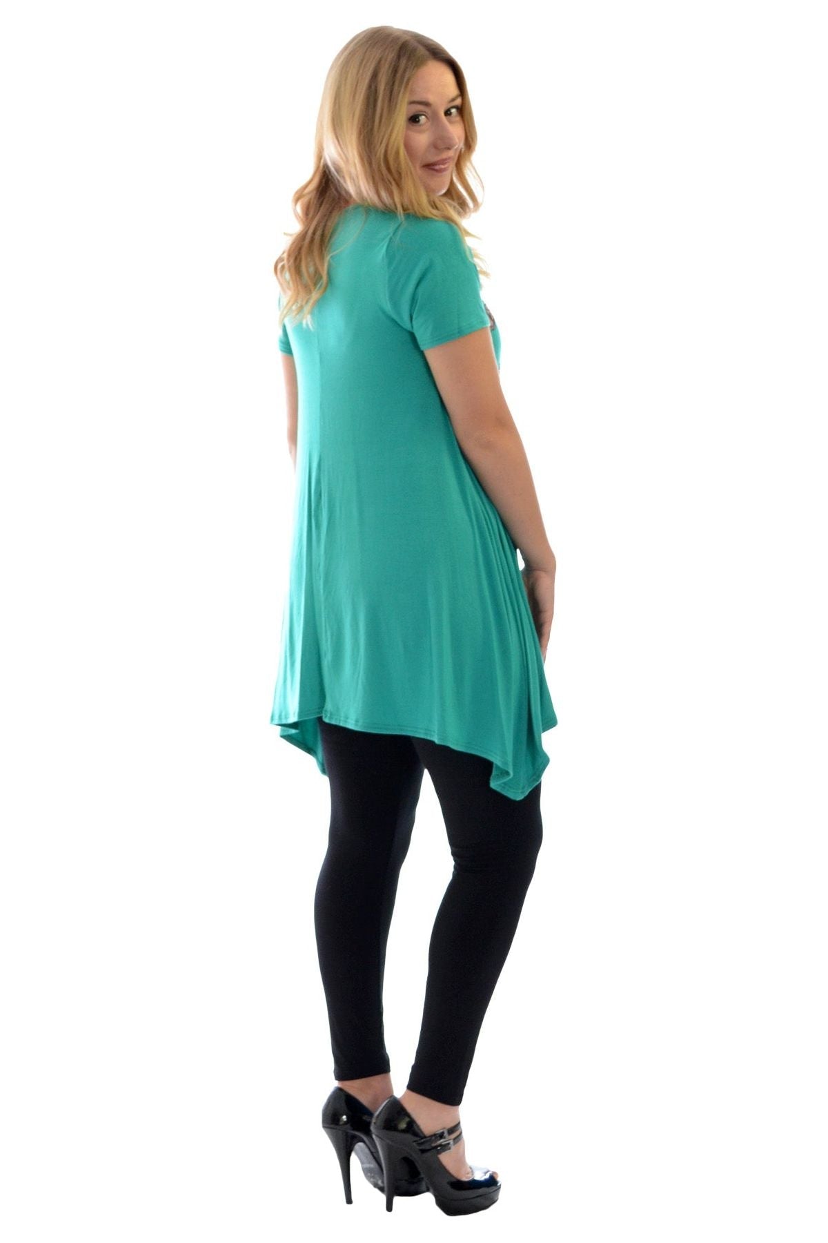 Orange Butterfly Hanky Hem Short Sleeve Top For Women 18 - Dropwear