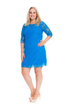 Cerise Lace Lined 3/4 Knee Length Dress For Women 20 - Dropwear