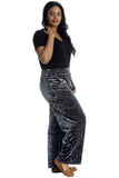 Velour Velvet Wide Flared Leg Pocket Palazzo For Women  - Dropwear