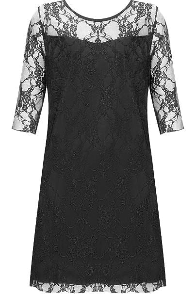 Red Lace Lined 3/4 Knee Length Dress For Women 16 - Dropwear