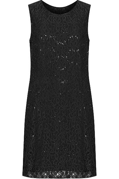 Floral Lace Sequin Ladies Sleeveless Party Dress For Women  - Dropwear