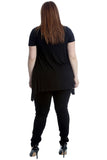 Grey Butterfly Hanky Hem Short Sleeve Top For Women 16 - Dropwear