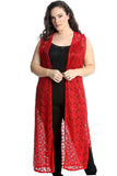 Coral Floral Lace Open Top Cardigan For Women 26-28 - Dropwear