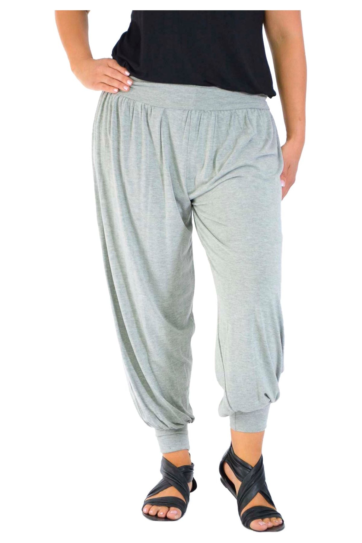 Red Plus Size Harem Trousers Full Length For Women 24-26 - Dropwear