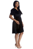 Green Plus Size Skater Style Velvet Cross Back Dress For Women 16 - Dropwear
