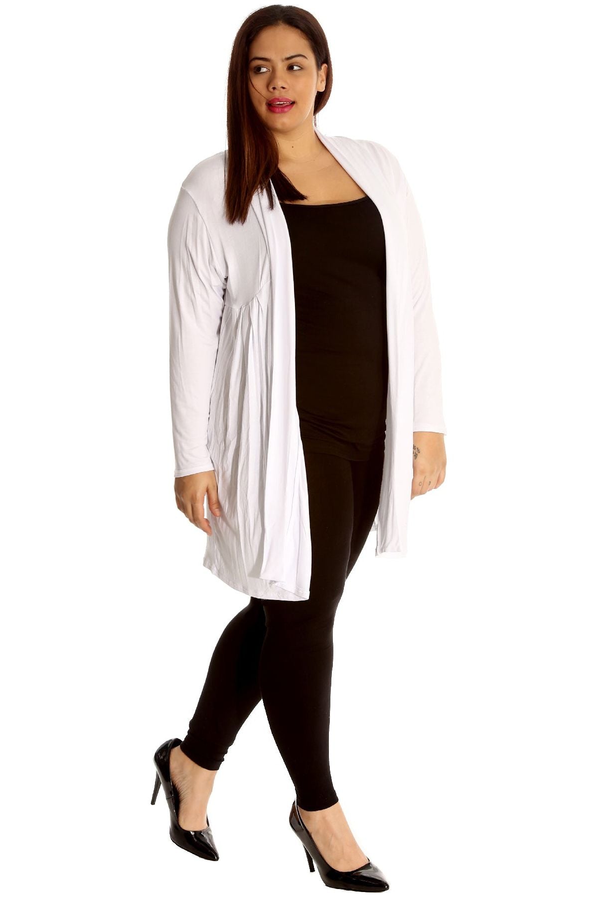 Plus Size Lace Back Open Pleated Cardigan For Women  - Dropwear