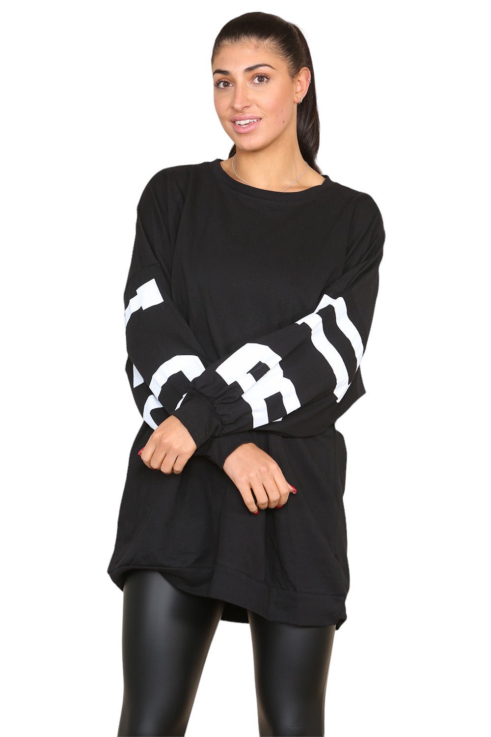 Buffalo Slogan Print Oversized Jumper Dress For Women  - Dropwear