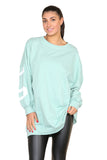 Beige Buffalo Slogan Print Oversized Jumper Dress For Women ONE SIZE UK FIT(10-18) - Dropwear