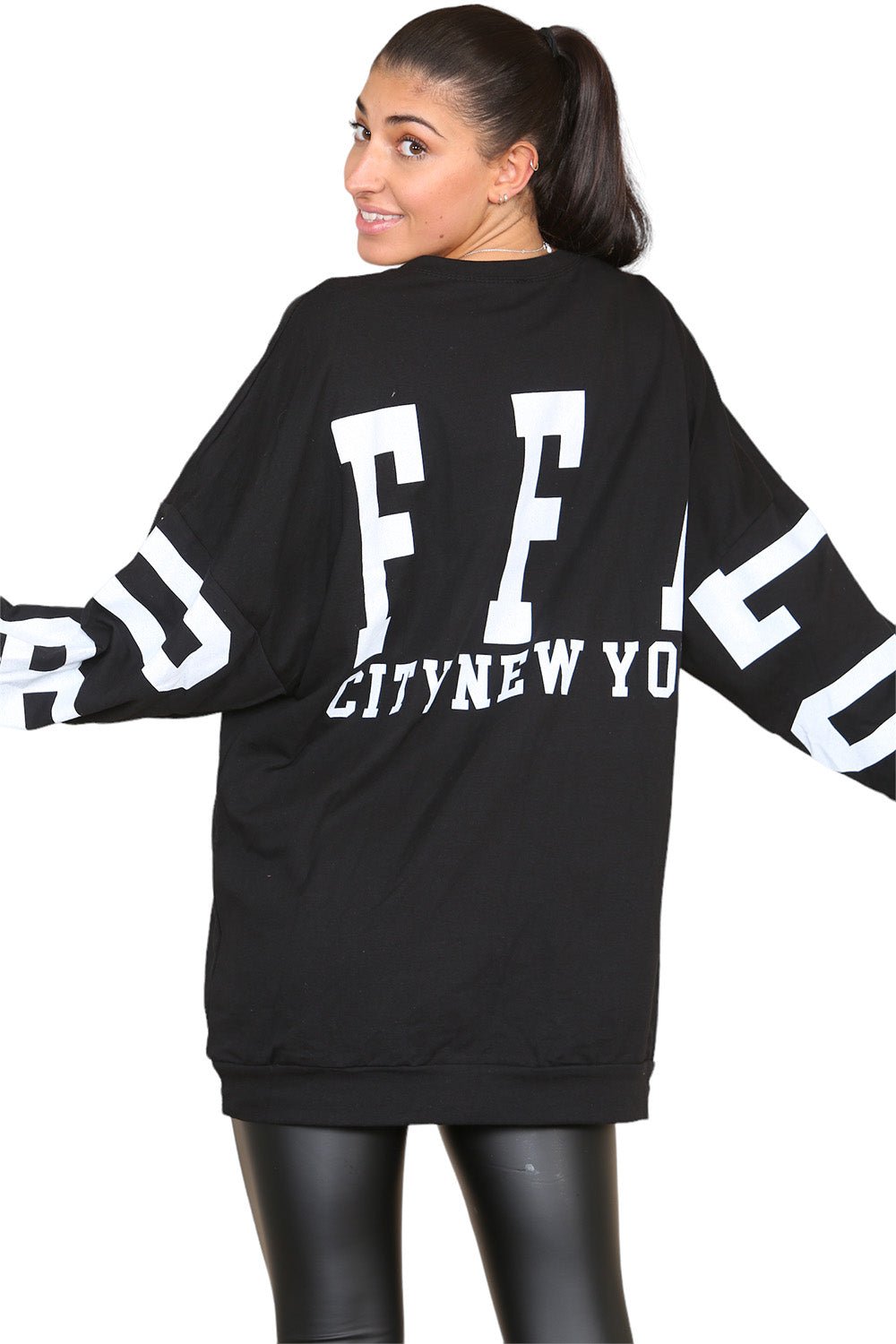 Buffalo Slogan Print Oversized Jumper Dress For Women  - Dropwear