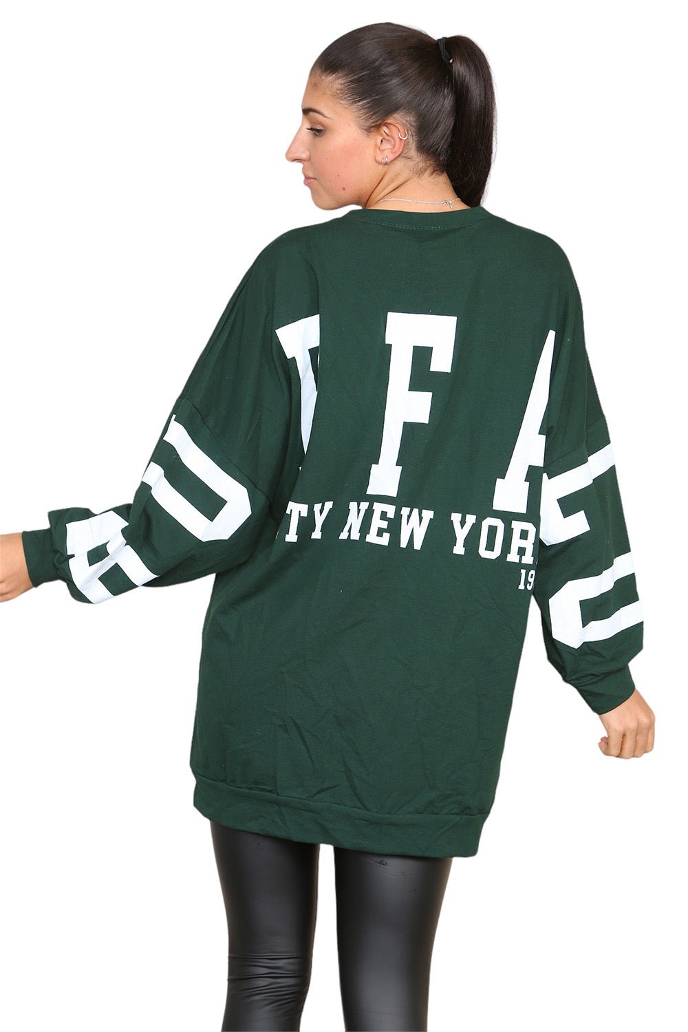 Buffalo Slogan Print Oversized Jumper Dress For Women  - Dropwear