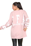 Dusty Pink Buffalo Slogan Print Oversized Jumper Dress For Women ONE SIZE UK FIT(10-18) - Dropwear