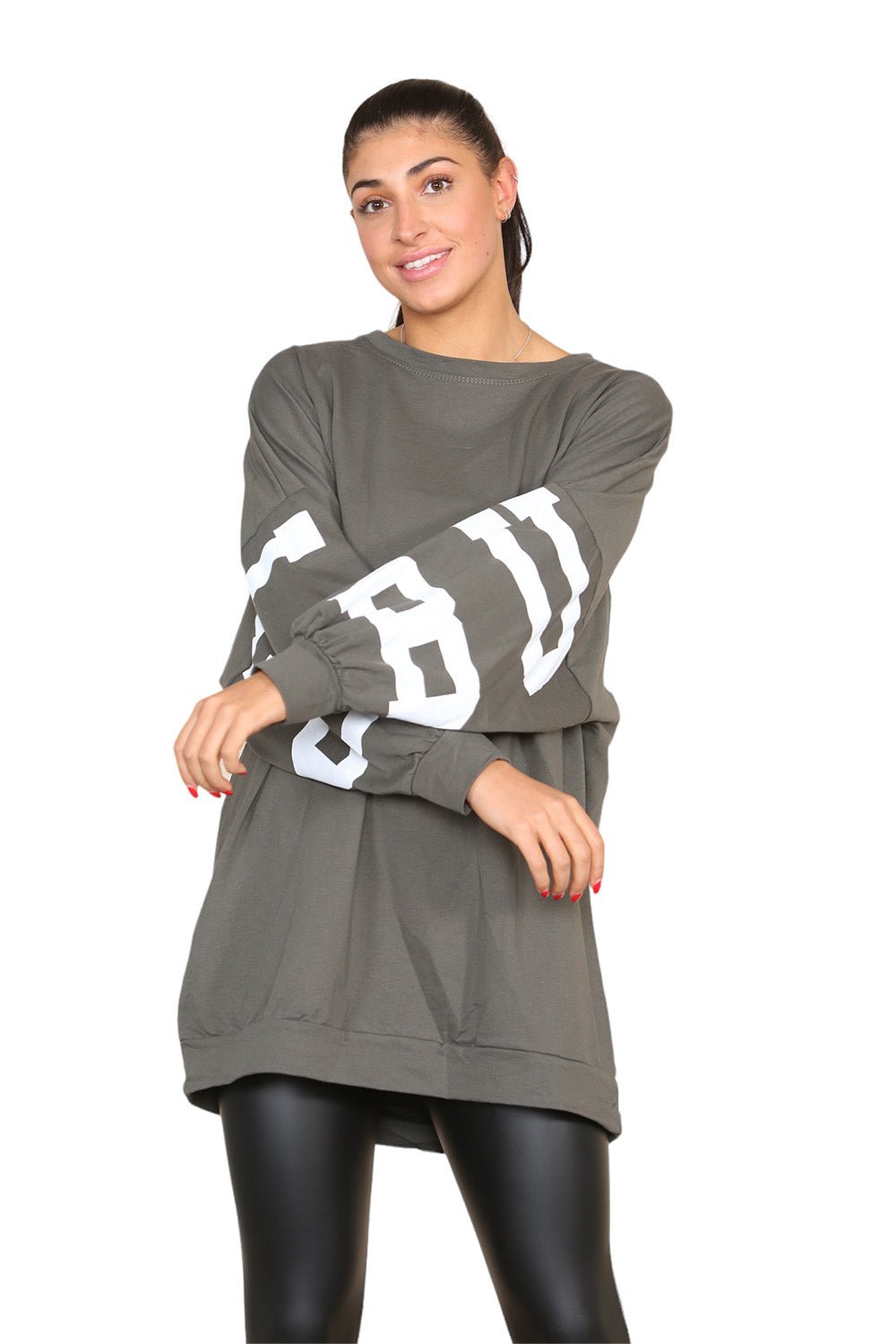 Buffalo Slogan Print Oversized Jumper Dress For Women  - Dropwear