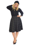 Royal Blue Tartan Flared Elastic Waist Skater Skirt For Women 20 - Dropwear