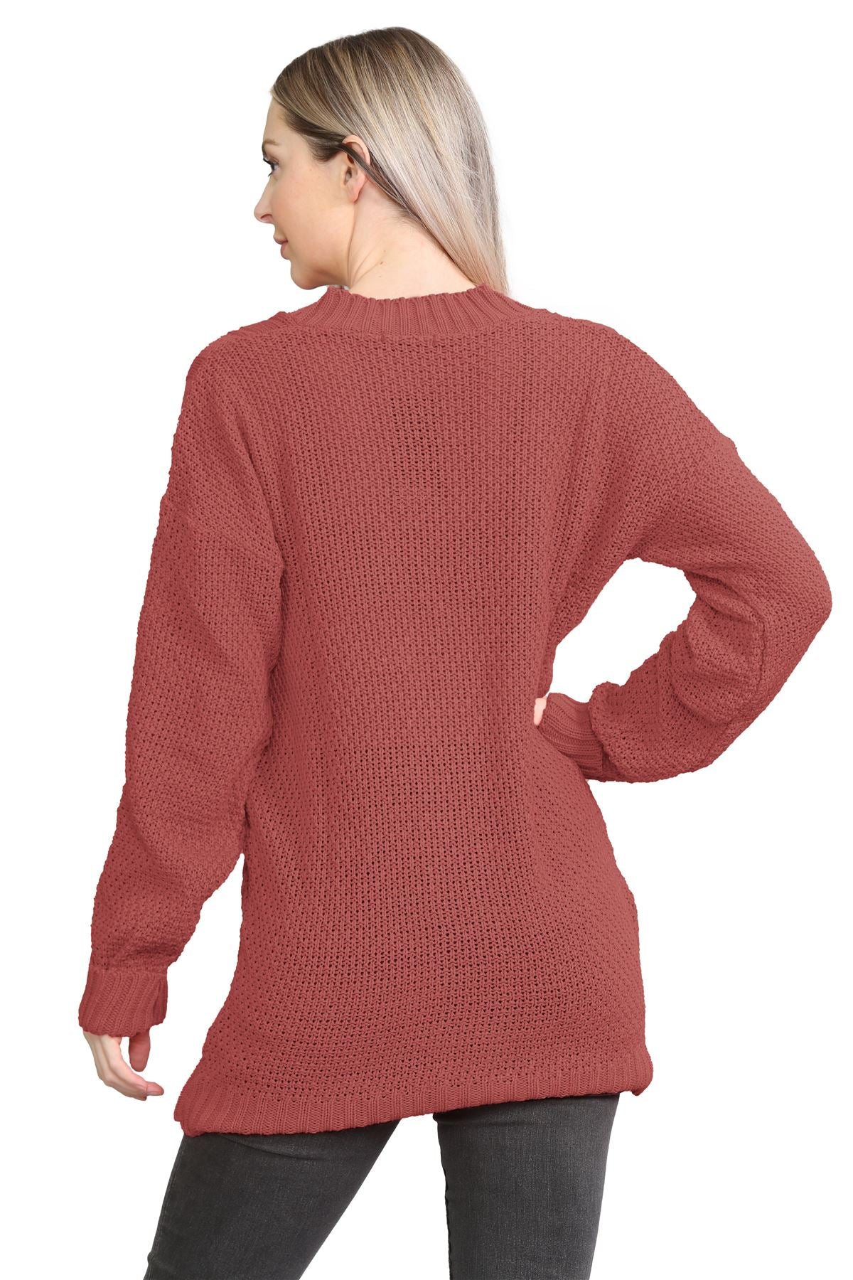 Purple Cable Knitted Button Cardigan For Women 12-14 - Dropwear