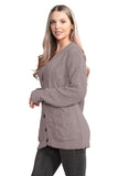 Stone Cable Knitted Button Cardigan For Women 8-10 - Dropwear