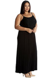 Black Plus Size Lace Top Sleeveless Maxi Dress For Women 16 - Dropwear