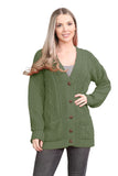 Cable Knitted Button Cardigan For Women  - Dropwear