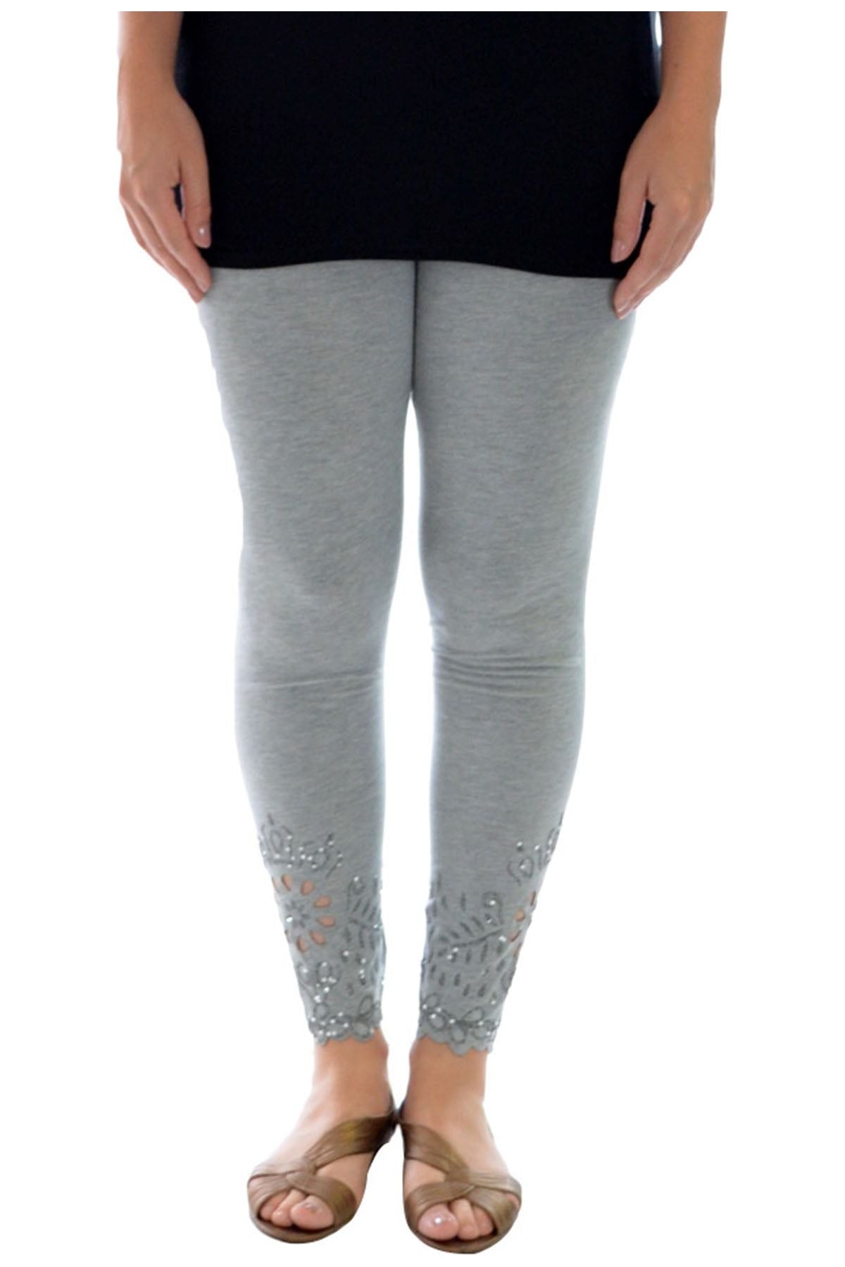 Sequin Scallop Beaded Flower Petal Leggings For Women  - Dropwear