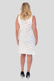Cream Sleeveless Lace Sequins Vest White Dress For Women 16-18 - Dropwear