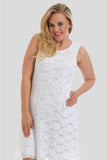 Cream Sleeveless Lace Sequins Vest White Dress For Women 12-14 - Dropwear