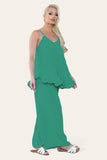 Jade Green Camy Wild Style Pleated Trousers Set For Women ONE SIZE UK FIT (8-16) - Dropwear