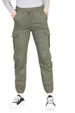 Khaki Cargo Pockets Pants Women High Waist Cropped Slim Fit Trouser For Women S/M - Dropwear