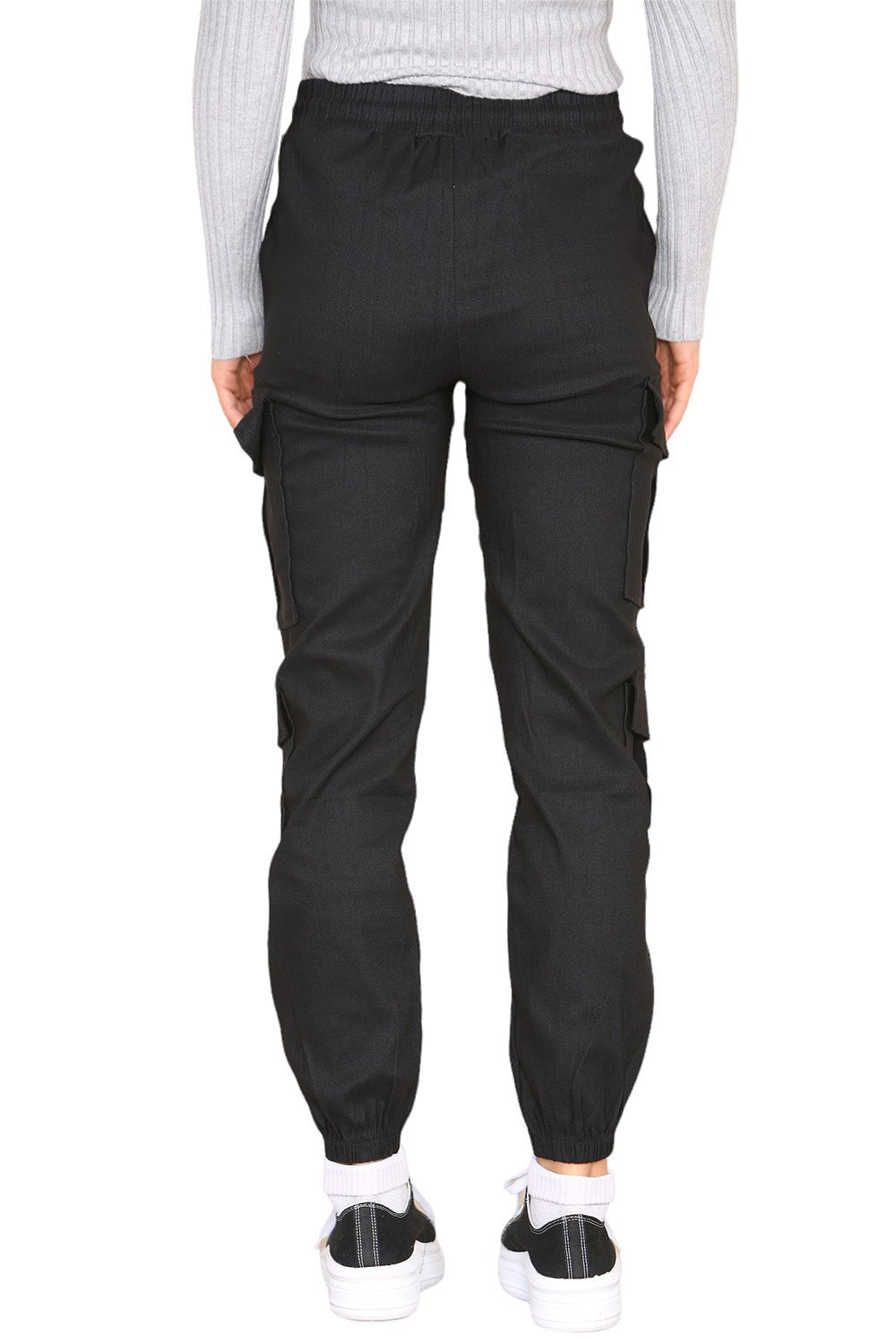 Cargo Pockets Pants Women High Waist Cropped Slim Fit Trouser For Women  - Dropwear