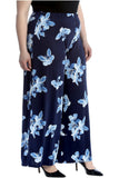 Black Purple Plus Size Floral Print Palazzo Trouser For Women 16-18 - Dropwear