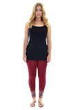 Dark Brown Plus Size Sequin Scallop Beaded Flower Petal Leggings For Women 16-18 - Dropwear