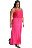 Black Plus Size Lace Top Sleeveless Maxi Dress For Women 26-28 - Dropwear