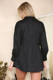 Collar Pleated Long Sleeve Women Fitted Waist Shirt For Women  - Dropwear