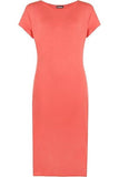 Plain Short Sleeve Jersey Midi Dress For Women  - Dropwear