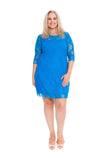Cerise Lace Lined 3/4 Knee Length Dress For Women 22-24 - Dropwear