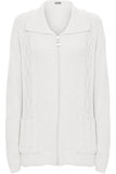 Knit Collar Long Sleeve Zip Cardigan For Women  - Dropwear
