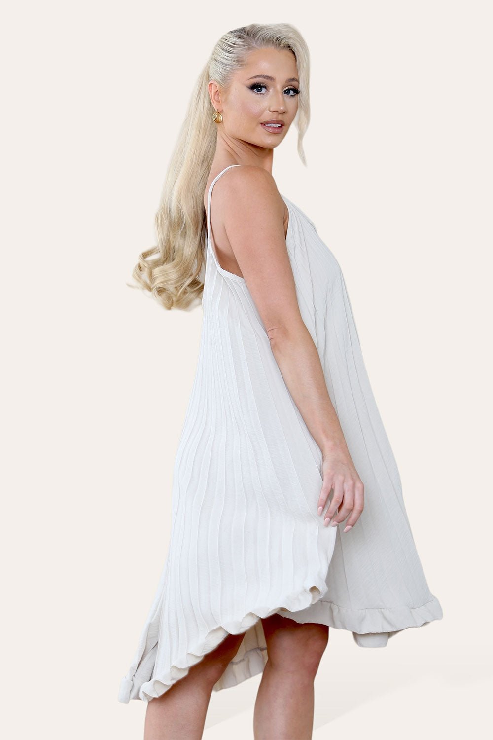 Curve Pleated Ruffle Frilly Spaghetti StrapÂ Dress For Women  - Dropwear