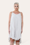 Beige Curve Pleated Ruffle Frilly Spaghetti StrapÂ Dress For Women ONE SIZE UK FIT (8-16) - Dropwear