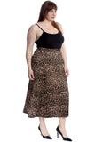 Brown Leopard Plus Size Leopard Print Long Maxi Skirt For Women 18 - Dropwear