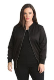 Black Plain Bomber Jacket Sleeve Top For Women 14 - Dropwear
