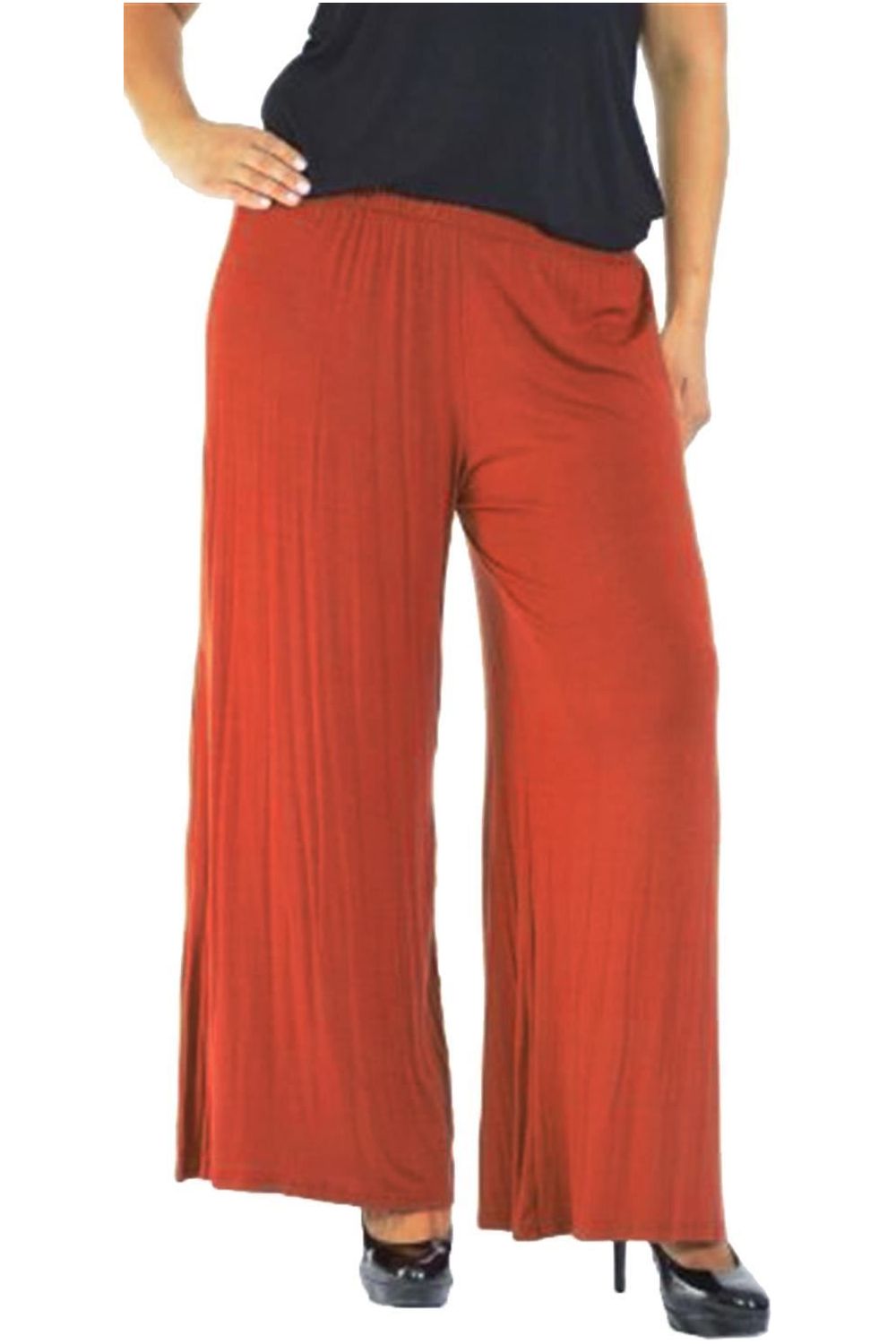 Red Wide Leg Flared Plain Palazzo Trouser For Women 8-10 - Dropwear