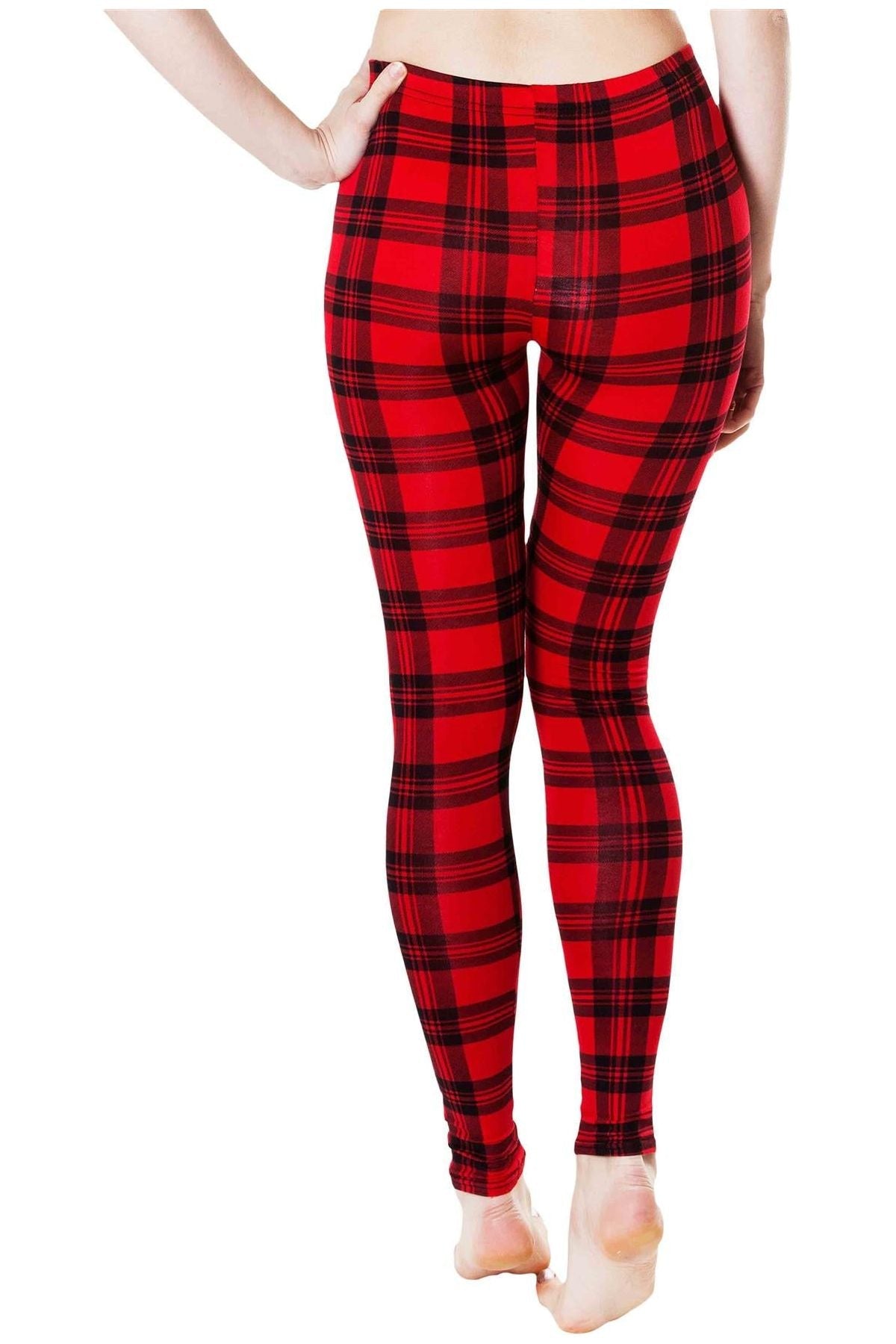 Blue Tartan Check Print Long Leggings For Women 8-10 - Dropwear