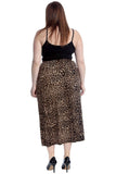 Brown Leopard Plus Size Leopard Print Long Maxi Skirt For Women 22-24 - Dropwear