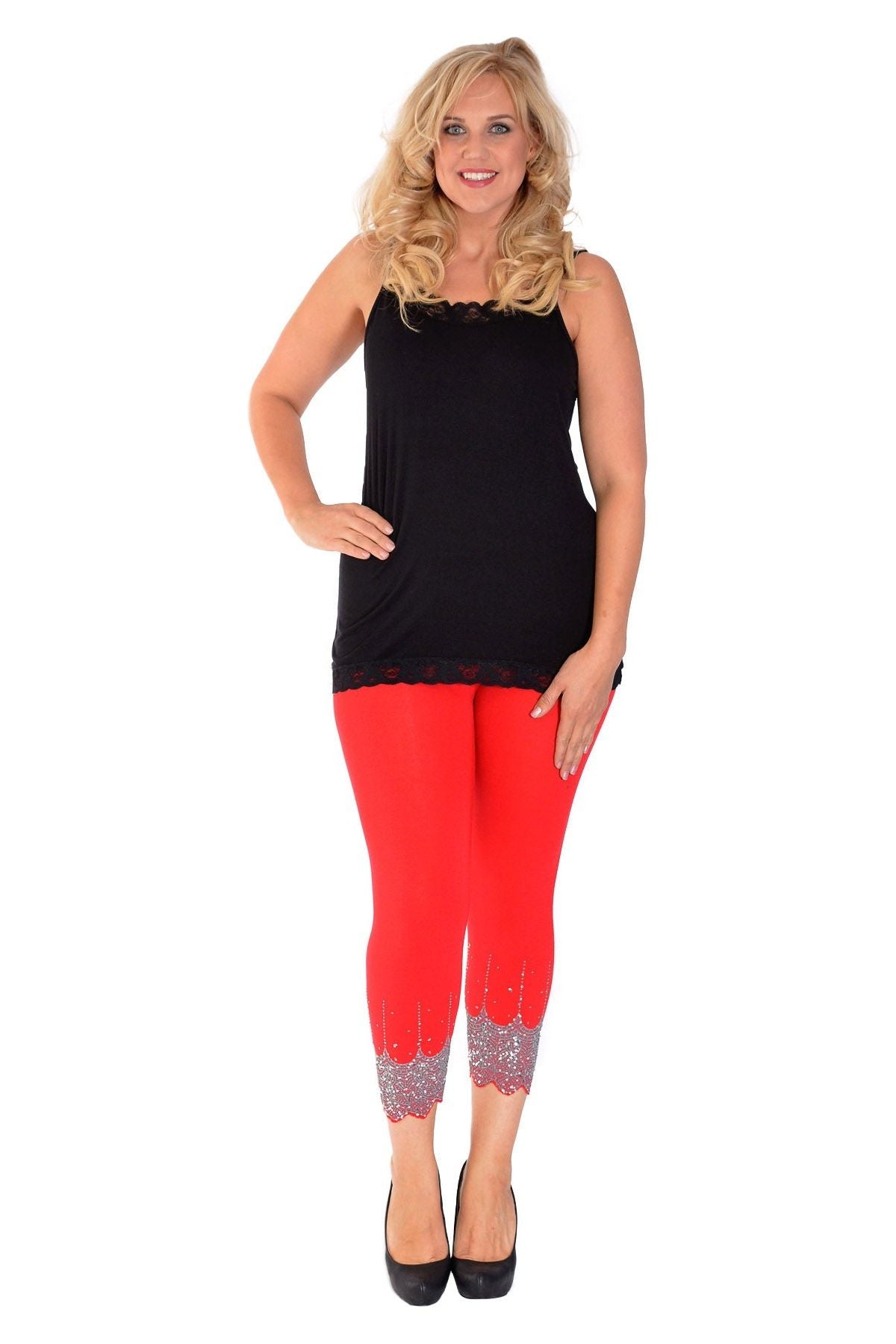 Scallop Edge Sequin Leggings For Women  - Dropwear