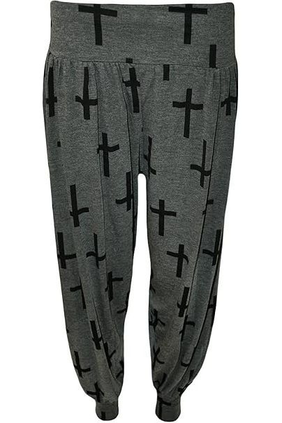 Cross Print Harem Trousers For Women  - Dropwear