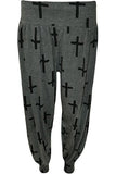 Cross Print Harem Trousers For Women  - Dropwear