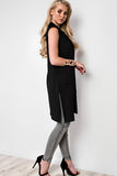 Black Plus Size Crepe Open Long Waistcoat Pocket Top For Women 22-24 - Dropwear