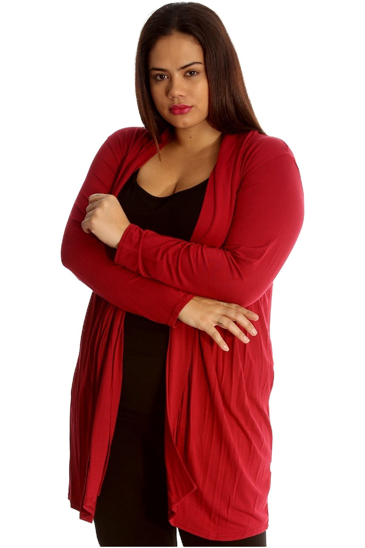 Electric Blue Plus Size Lace Back Open Pleated Cardigan For Women 16-18 - Dropwear