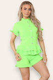 Black Diamond Frilled Edge Short Co-Ord Set For Women 8-10 - Dropwear