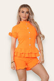 Pink Diamond Frilled Edge Short Co-Ord Set For Women 12-14 - Dropwear
