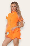 Fuchsia Diamond Frilled Edge Short Co-Ord Set For Women 8-10 - Dropwear